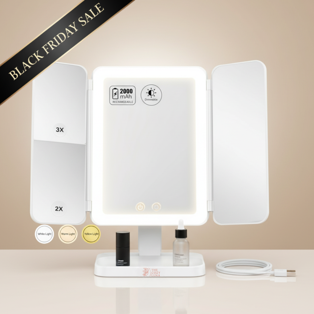 LunaGlow™ Trifold LED Makeup Mirror