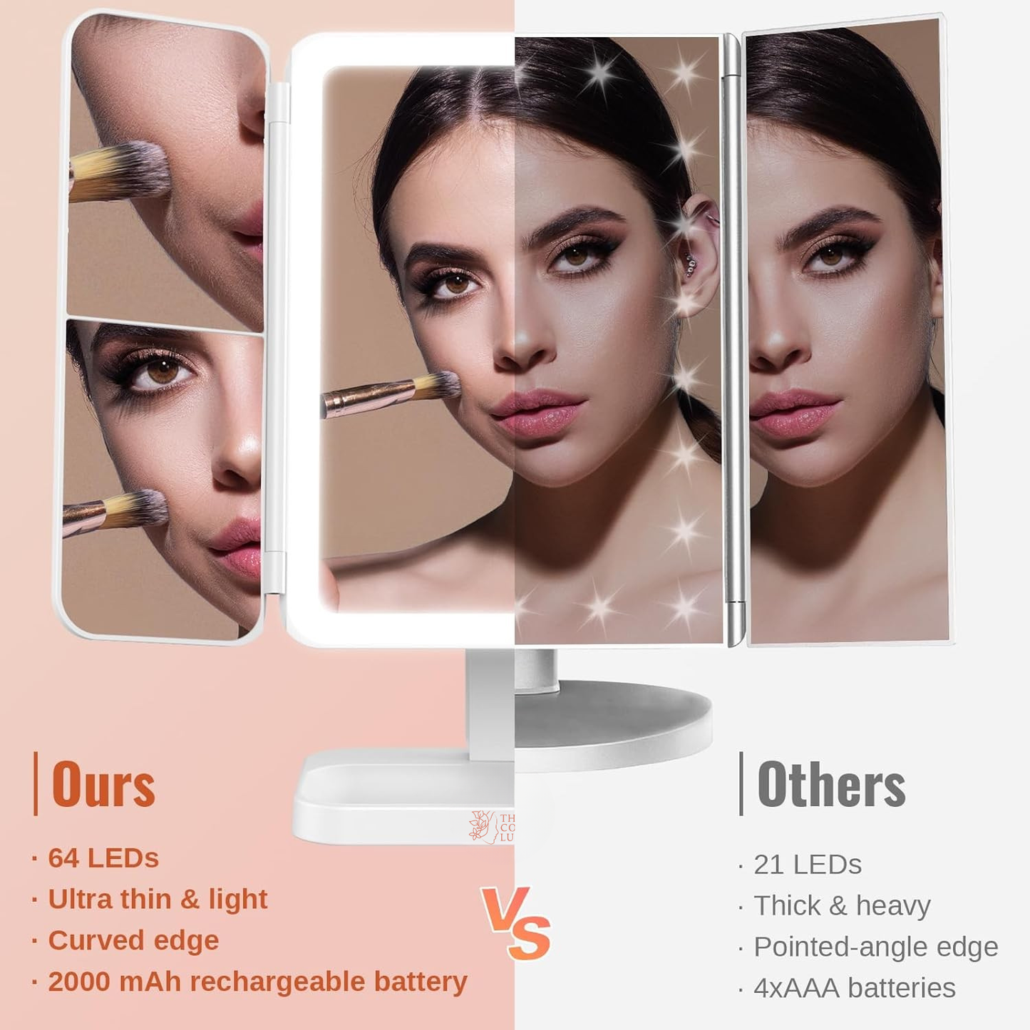 LunaGlow™ Trifold LED Makeup Mirror