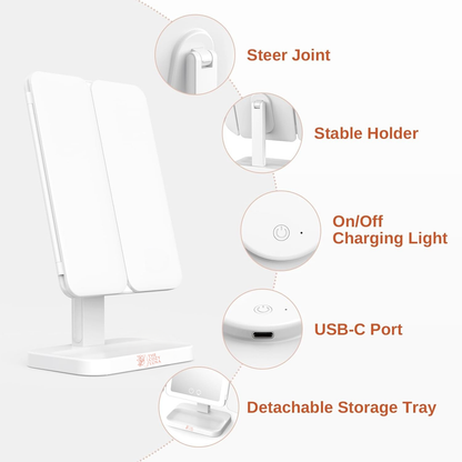 LunaGlow™ Trifold LED Makeup Mirror