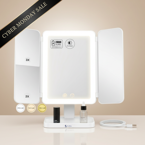 LunaGlow™ Trifold LED Makeup Mirror